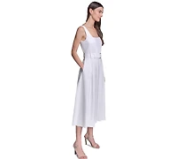 Karl Lagerfeld Paris Women's Square Neck Fit & Flare Midi Dress