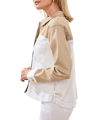 Tribal Women's Comfort Stretch Color Block Denim Jacket
