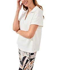 Tribal Women's Fuzzy Textured Johnny Collar Top