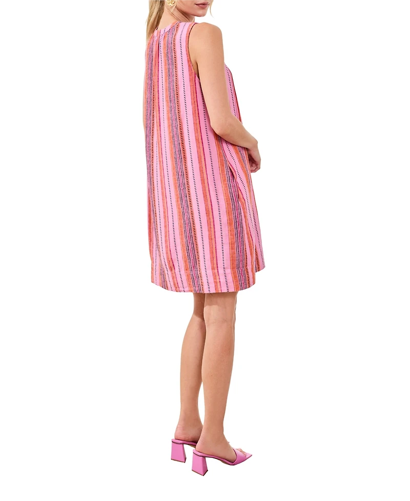 Tribal Women's Yarn-Dye Sleeveless Dress with Pintuck Detail