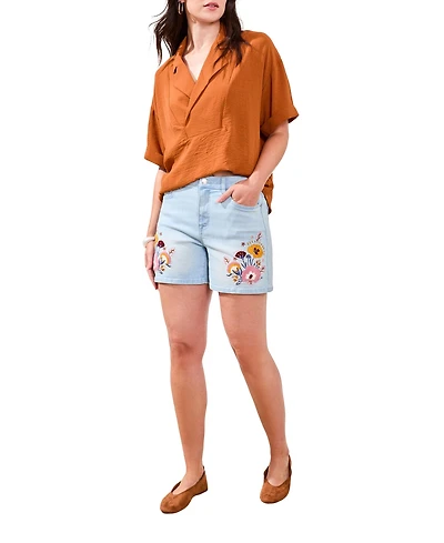 Tribal Women's Girlfriend-Fit Denim Shorts with Stretch