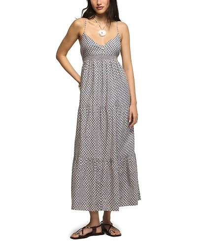 Lucky Brand Women's Printed Ruched Waist Midi Dress