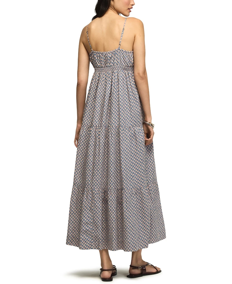 Lucky Brand Women's Printed Ruched Waist Midi Dress