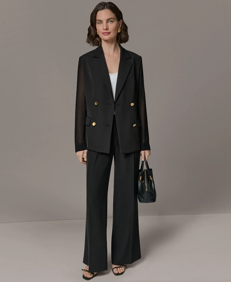 Donna Karan New York Petite Double-Breasted Long-Sleeve Blazer