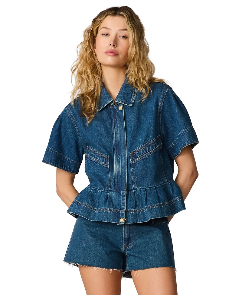 Steve Madden Women's Haezel Collared Denim Jacket