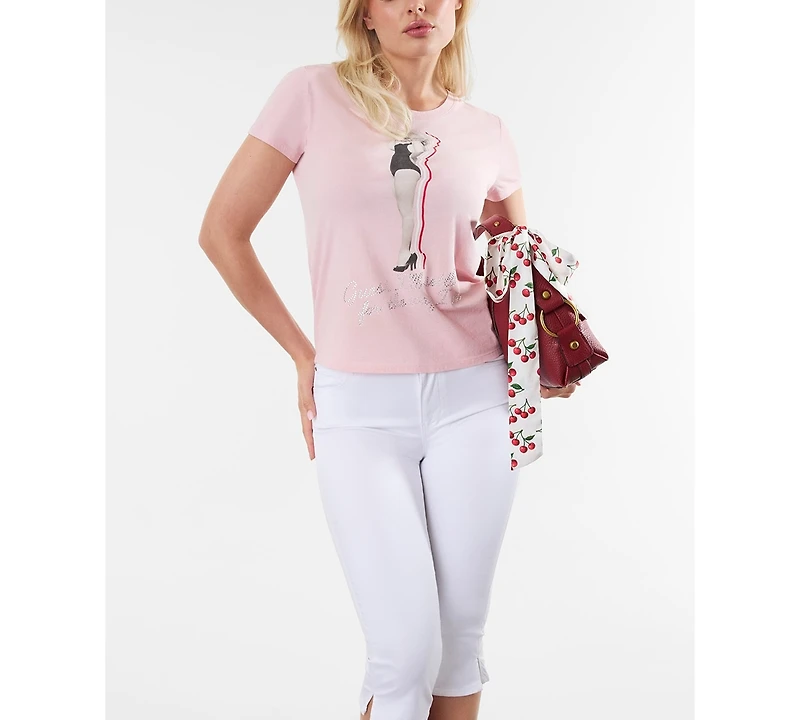 Guess Women's Marilyn Short-Sleeve Crewneck Slim-Fit T-Shirt
