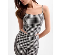 Guess Women's Marilyn Sleeveless Bustier Vichy Top
