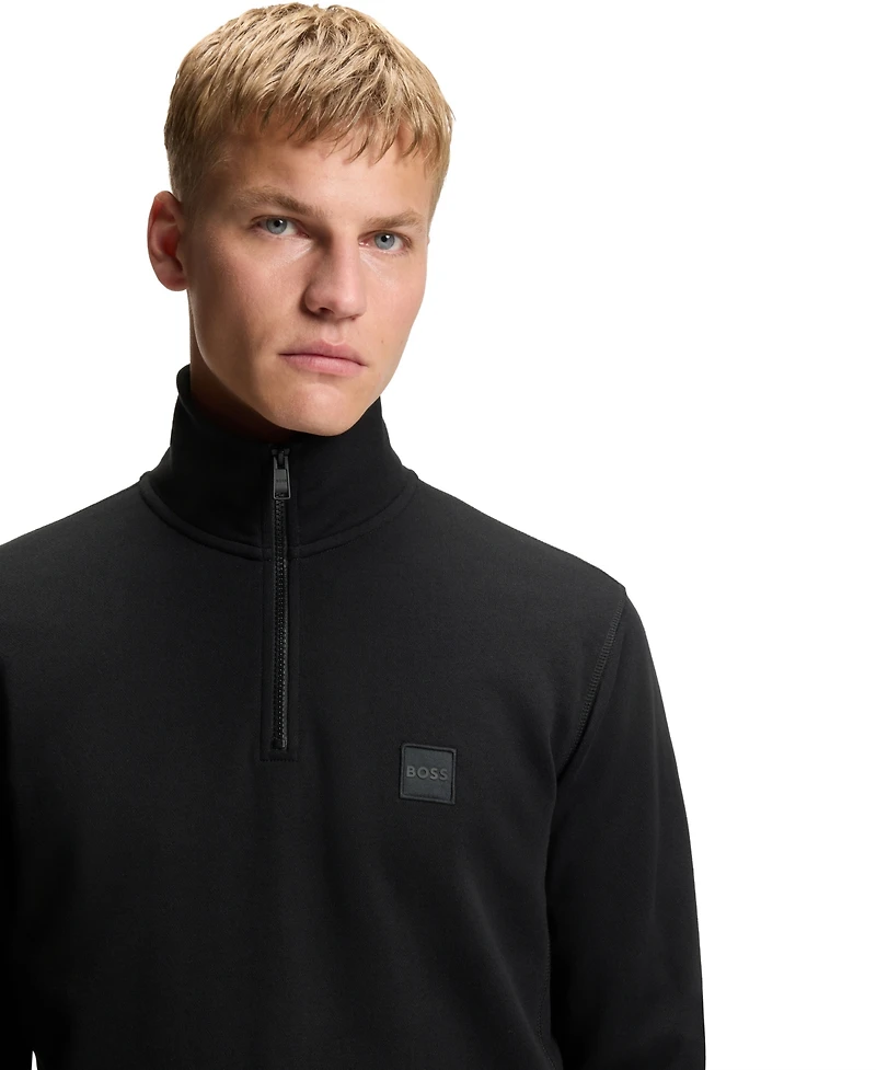 Boss by Hugo Men's Logo Patch Zip-Neck Sweatshirt