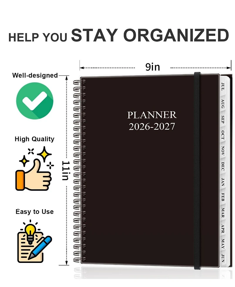 Gnuadz Academic Planner 2026-2027 Weekly Monthly July June Agenda Pocket Elastic
