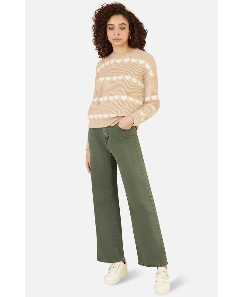 Yumi Women's Stretch Canvas Wide Leg Jeans