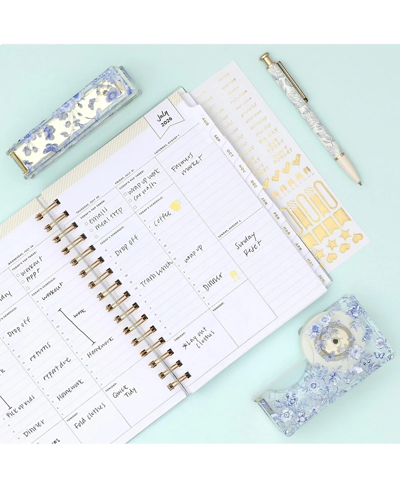 Gnuadz 2026-2027 Academic Year Planner- July to June Softcover, Dividers, Pocket, Stickers, Notes Pages