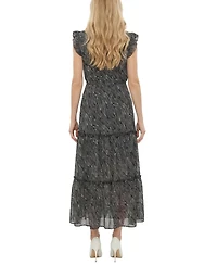 Ny Collection Petite Flutter Sleeve Tiered Dress