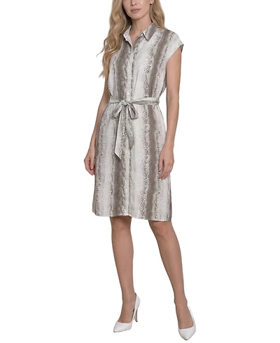 Ny Collection Petite Sleeveless Belted Dress