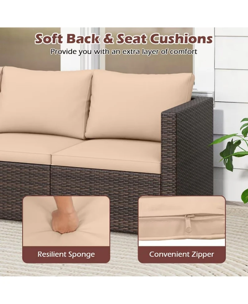 Yiortwo 3-Piece Patio Sectional Sofa Set, Pe Rattan Modular Couch with Cushions
