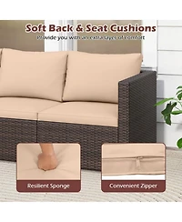 Yiortwo 3-Piece Patio Sectional Sofa Set, Pe Rattan Modular Couch with Cushions