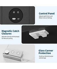 homfan Hexagon Corner Display Cabinet with Tempered Glass Doors, Motion Sensor Led Lighting and Built-In Usb/Usb-c Charging Ports