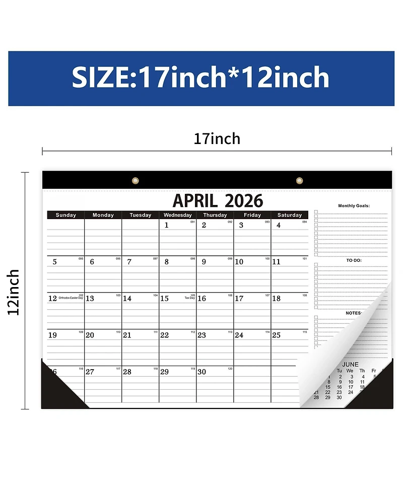 Gnuadz Desk Calendar 2026-2027 18 Months To-Do List