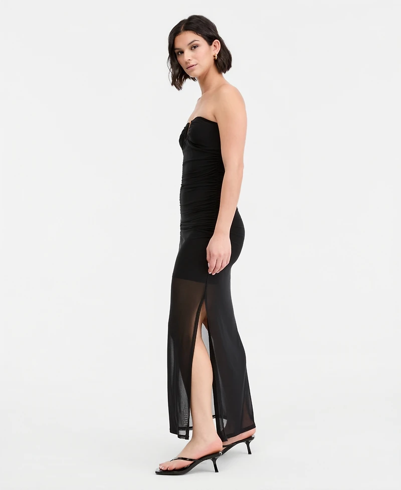 Bar Iii Women's Hardware-Trim Strapless Ruched Dress, Macy's Exclusive
