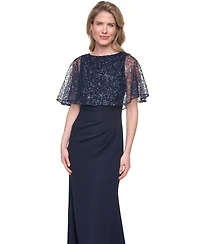 Jessica Howard Petite Capelet Boat Neck Sequin Detail Gown