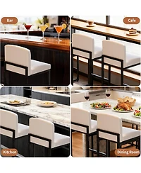 gaomon Bar Stools Set of 2, Counter Height Bar Chairs with Backrest and Footrest, Faux Leather Modern Barstools for Kitchen Island and Home Bar