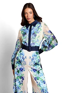 Coast Women's Long Sleeve Placement Print Jumpsuit