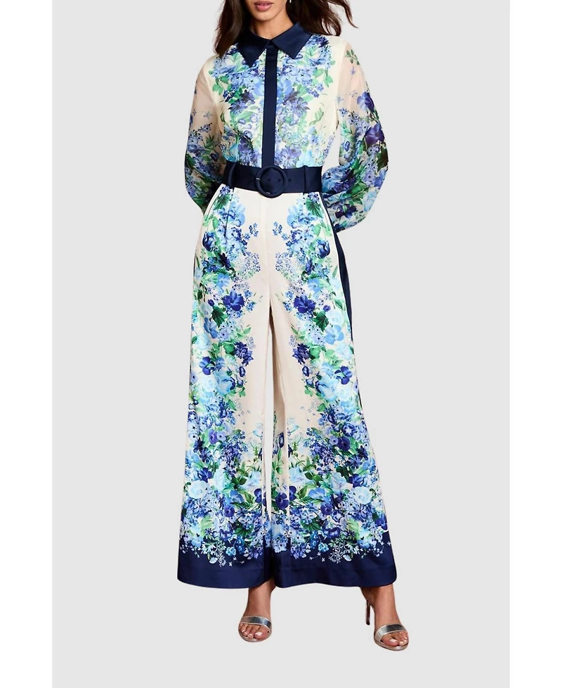 Coast Women's Long Sleeve Placement Print Jumpsuit