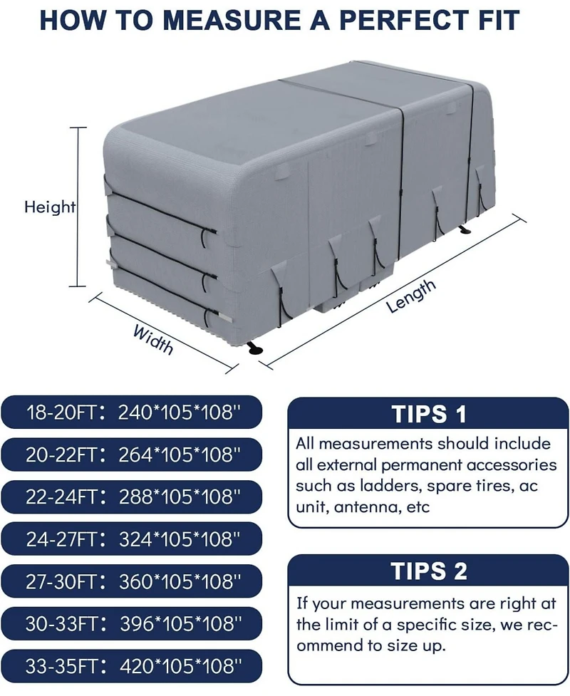 gaomon Rv-Cover 22-24 ft Travel Trailer Camper Cover,Waterproof Rip-Stop Rv Covers with Adhesive Repair Patches