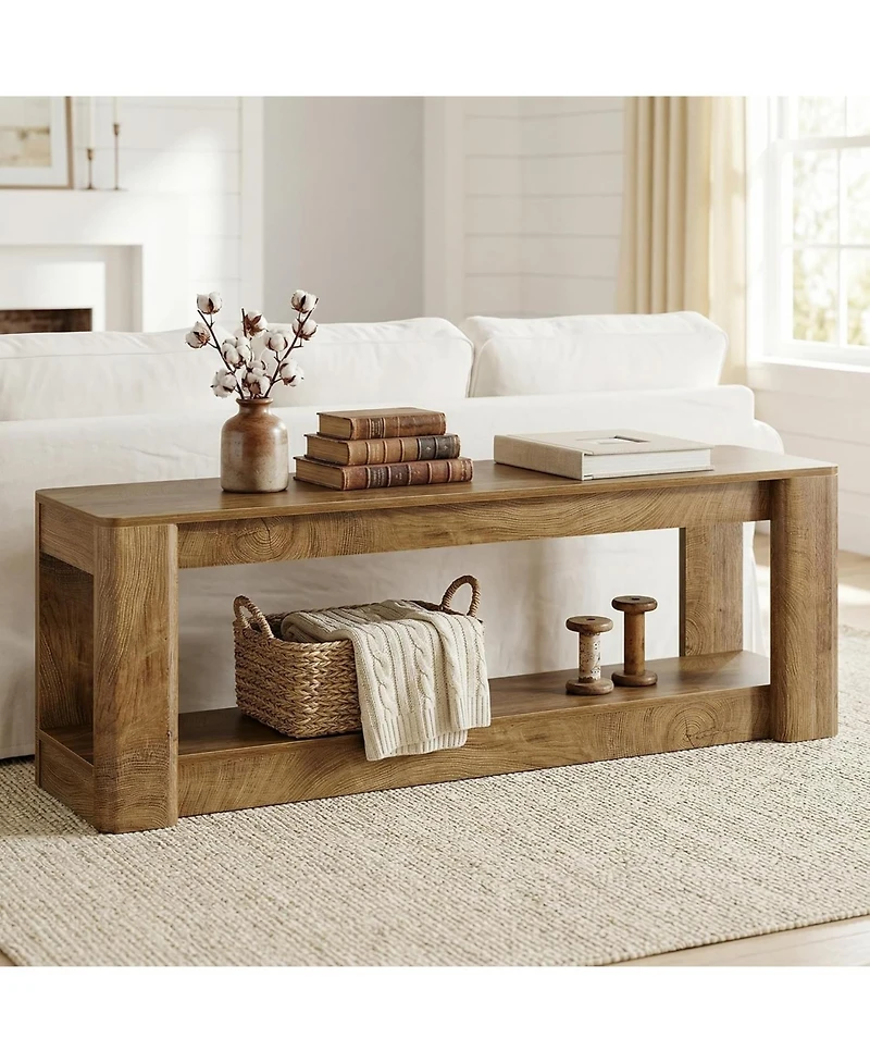 Tribesigns 63" Farmhouse Console Table, Narrow Long Entryway Table with Low Storage Shelf