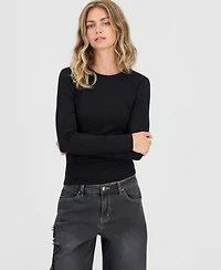 Sincerely Jules Juniors' Fitted Long-Sleeve Crewneck T-Shirt