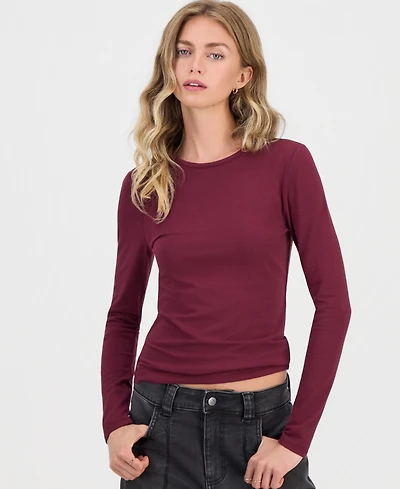 Sincerely Jules Juniors' Fitted Long-Sleeve Crewneck T-Shirt