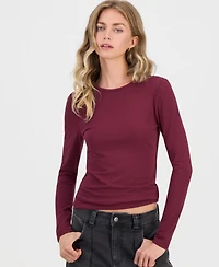 Sincerely Jules Juniors' Fitted Long-Sleeve Crewneck T-Shirt