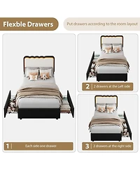 Gaomon Upholstered Bed Frame with Led Lights, Adjustable High Headboard, Large Storage Drawer, No Box Spring Required, Noise-Free