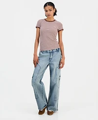 Just Polly Juniors' Striped Ringer T-Shirt