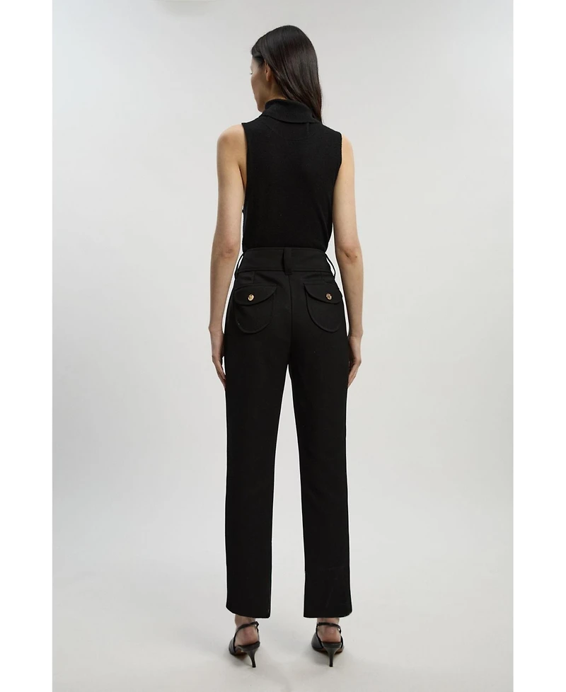 Karen Millen Women's Textured Straight Leg Trousers