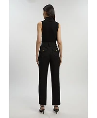 Karen Millen Women's Textured Straight Leg Trousers