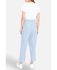 Yumi Women's Cotton Stripe Cropped Trousers