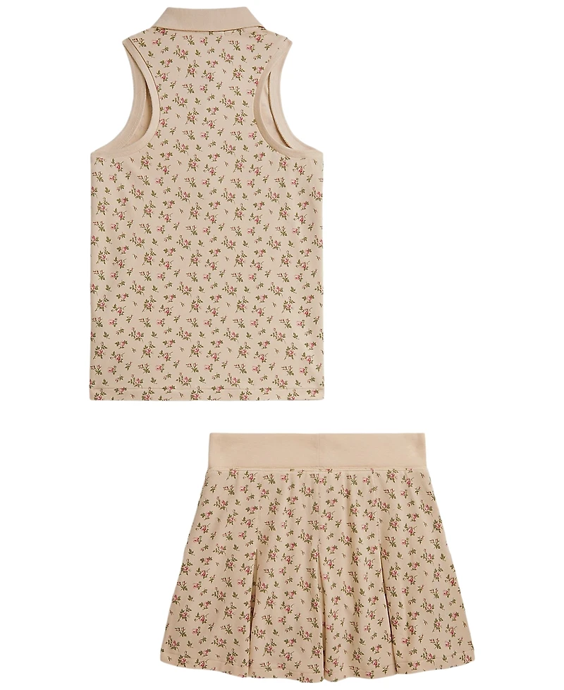 Polo Ralph Lauren Girls' 7-16 Floral Stretch Mesh Shirt and Skort, 2-Piece Set