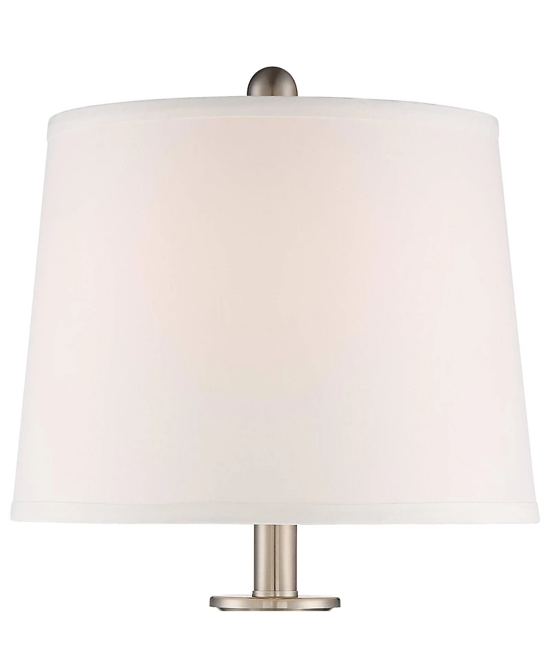Regency Hill Arden Modern Table Lamps Set of 2 Mercury Glass Twist with Round Risers White Empire Shade for Bedroom Living Room Bedside House