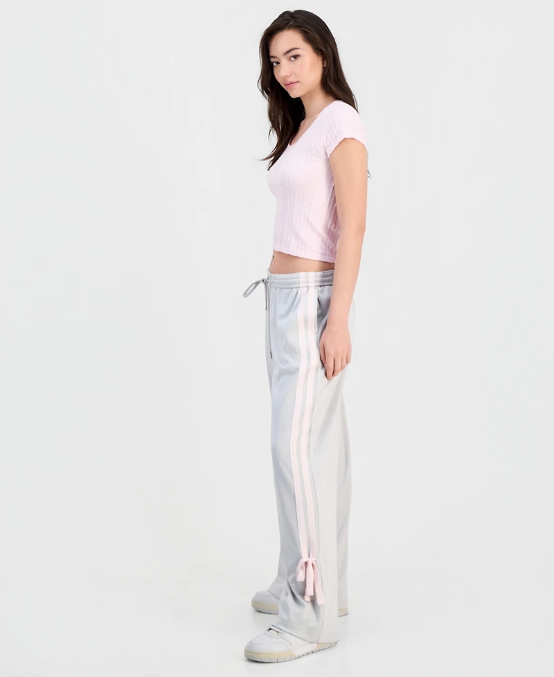 Celebrity Pink Women's Wide-Leg Bow-Detail Track Pants
