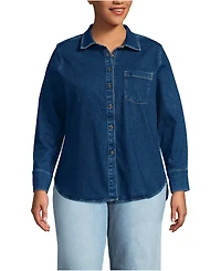 Lands' End Plus Soft Denim Twill Button Front Shirt