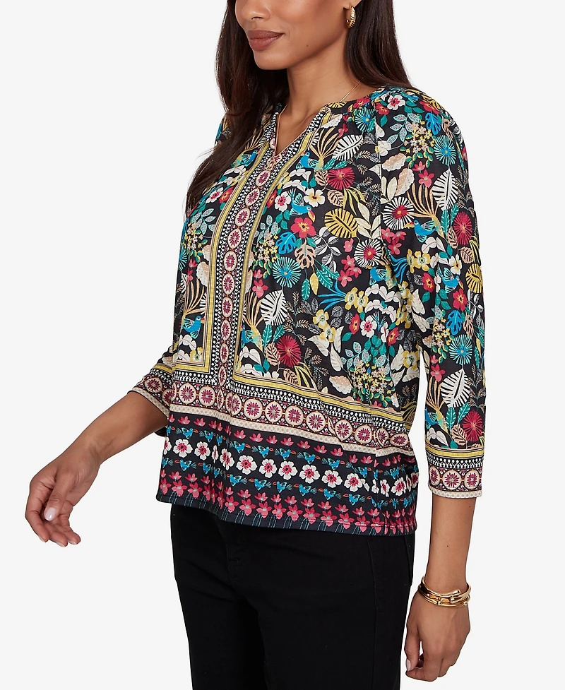 Ruby Rd. Petite Paradise Tropic Print Knit Top