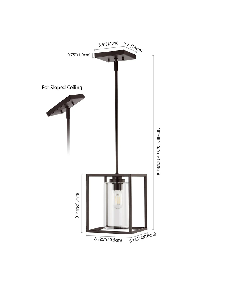 Quinn Industrial Farmhouse Iron/Glass Led Pendant