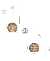 Raya Farmhouse Coastal Rattan Led Pendant
