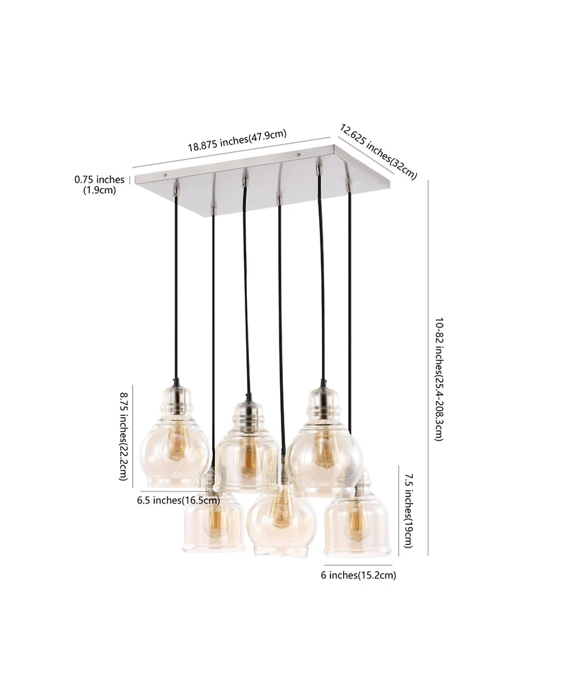 Sydney Bohemian Farmhouse Iron/Glass Cluster Led Pendant