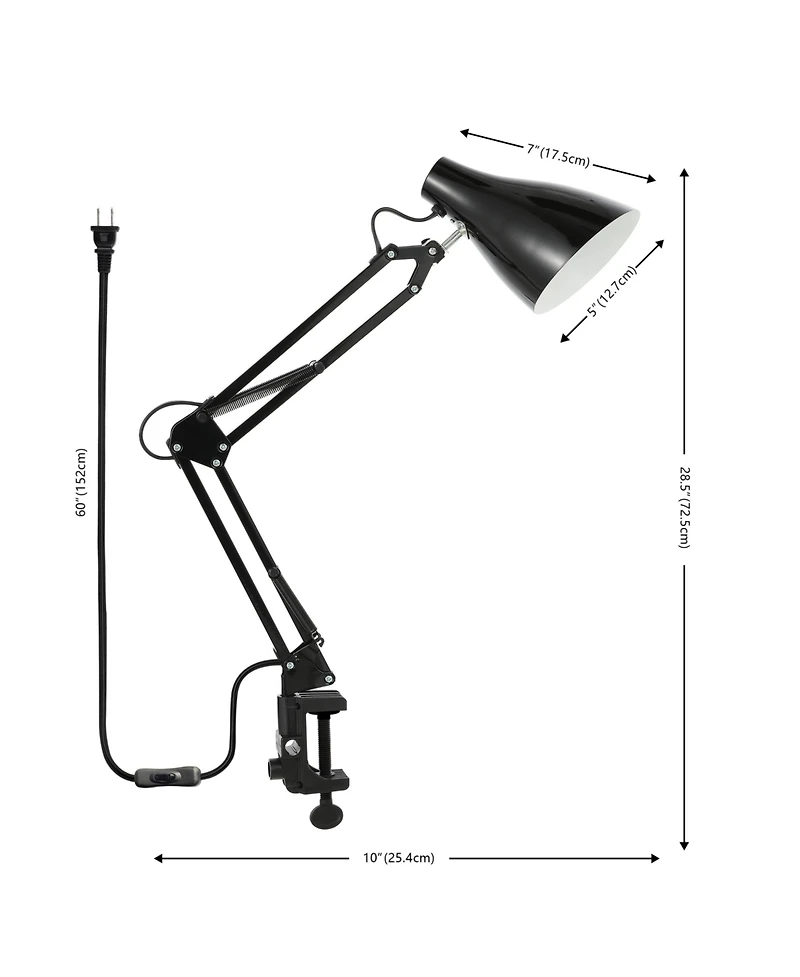 Jonathan Y Odile Classic Industrial Adjustable Articulated Clamp On Led Task Lamp