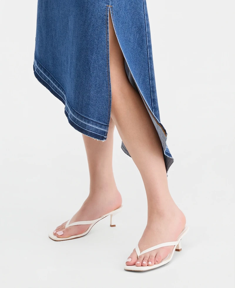 14th Place Juniors' Strapless Asymmetric Denim A-Line Dress