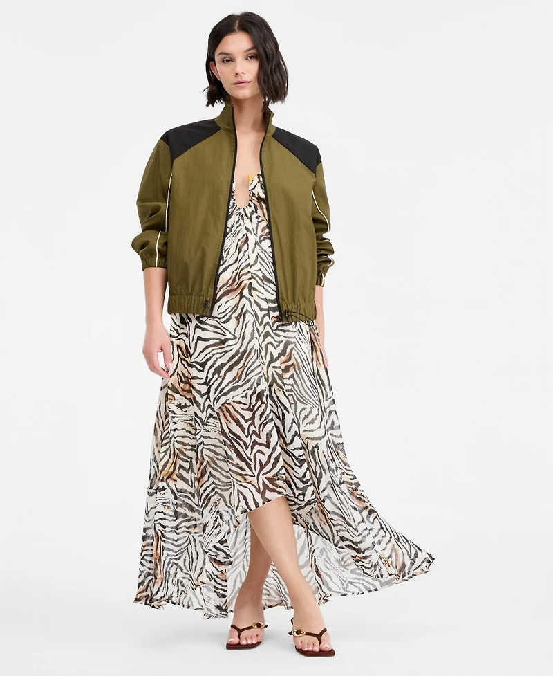 Bar Iii Women's Contrast-Trim Zip-Front Track Jacket, Macy's Exclusive