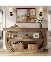 Tribesigns Farmhouse Console Table, 3-Tier Wooden Entryway Table with Storage Shelves, 63-Inch Long Rectangular Sofa Console Behind the Couch