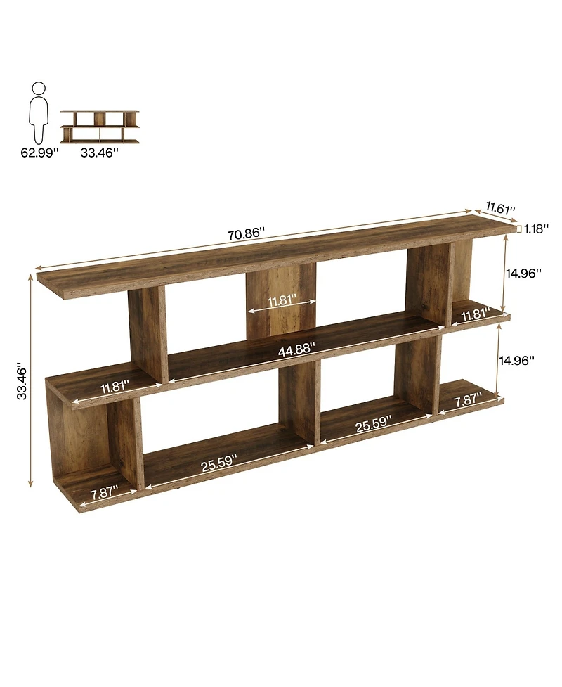 Tribesigns 3-Tier Farmhouse Console Table, 71 Inches Extra Long Sofa Table Behind Couch