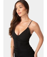 Bebe Women's Ruched Chiffon Cascade Gown